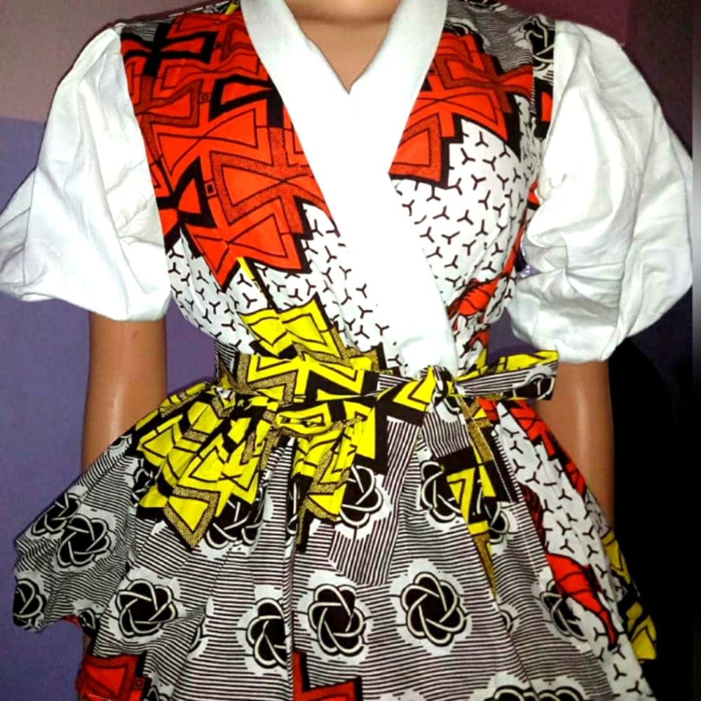 Africa print puplum tops,red,blue,,yellow